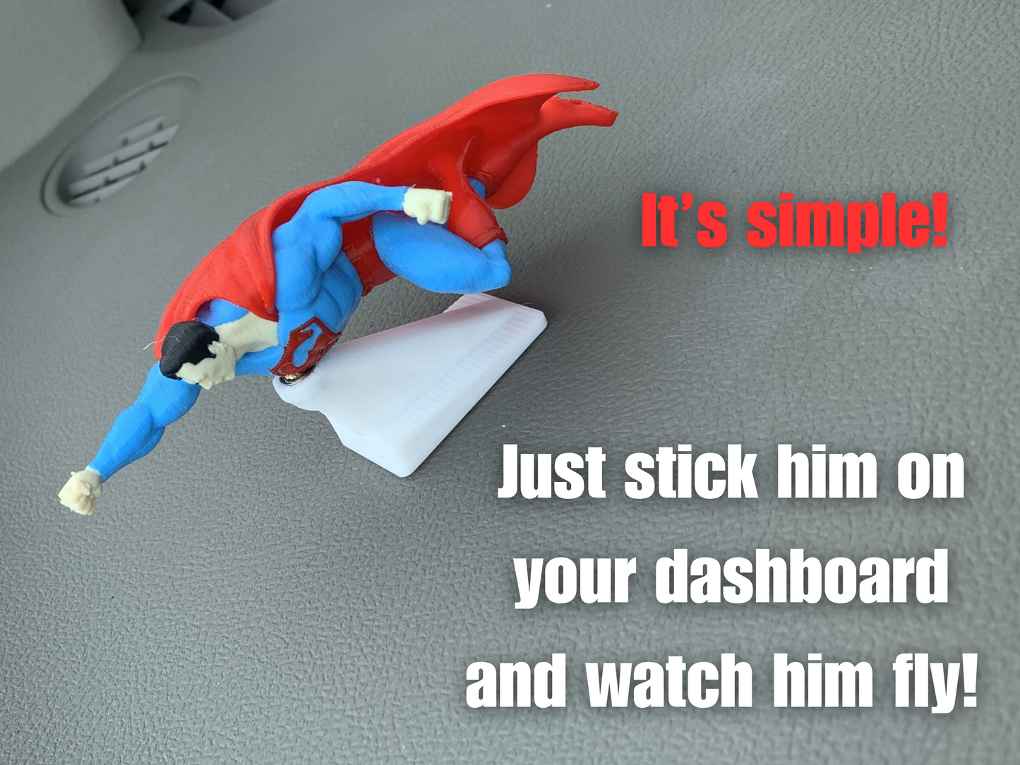 Super Man Car Dashboard Decoration Ornament -- Drifts and Spins as you Drive!